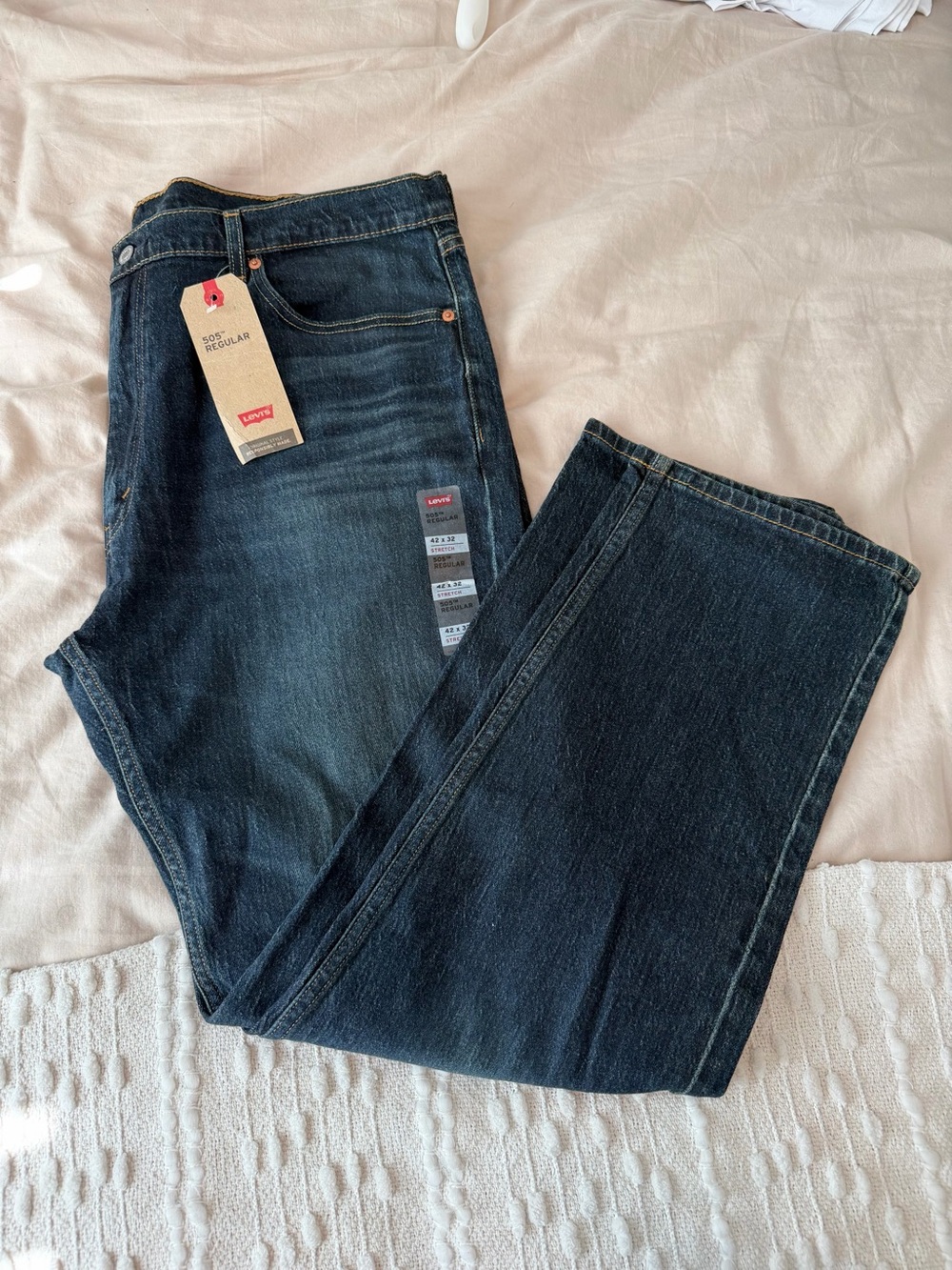 Levi's Men’s 505 Regular Fit Dark Wash Jeans - NWT - 42x32